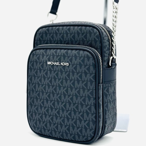 Michael Kors Medium NS Chain Xbody Bag Black Signature - Picture 1 of 11